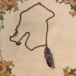 Raw Purple Amethyst Stone Necklace